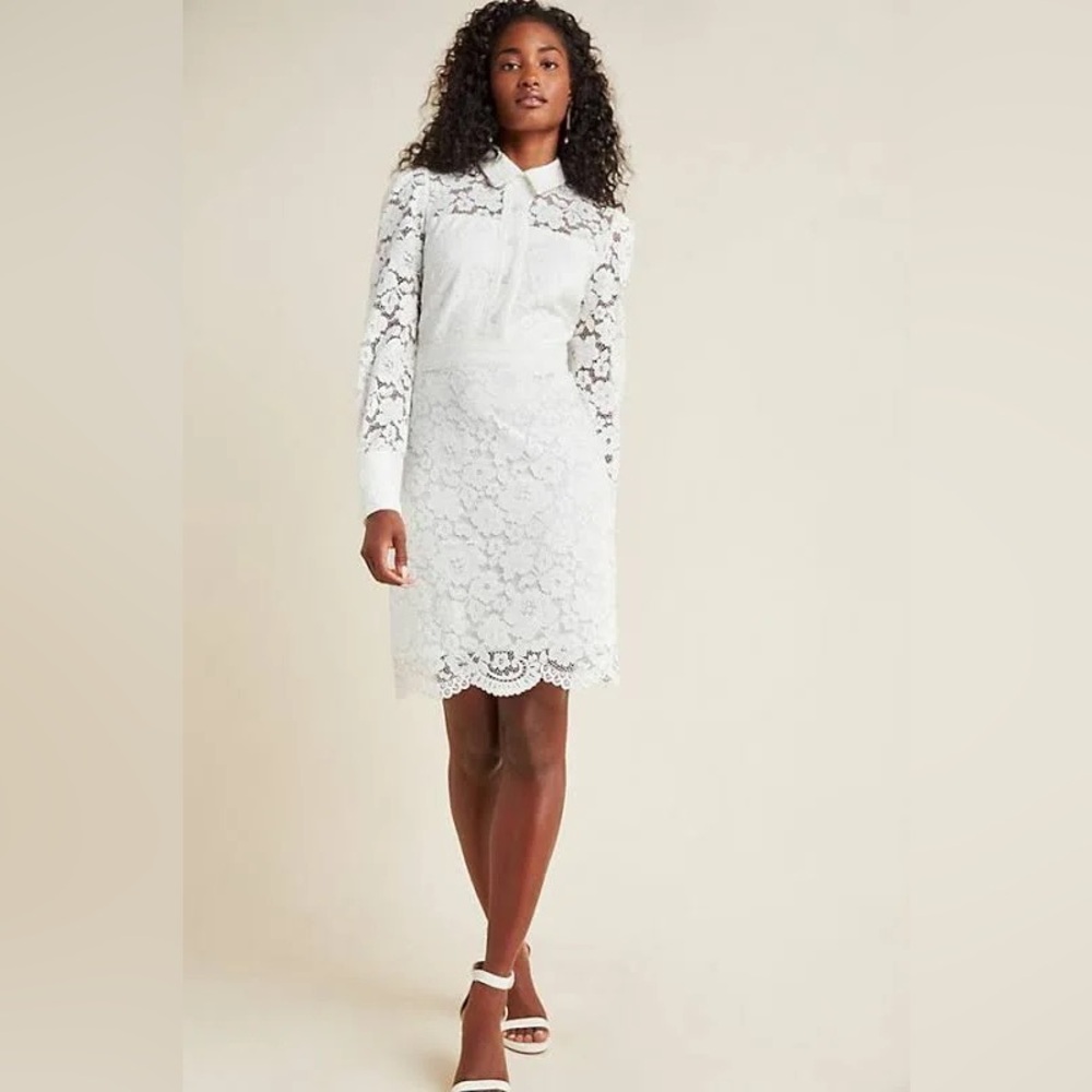 Anthropologie Shoshanna Highland white lace dress petite